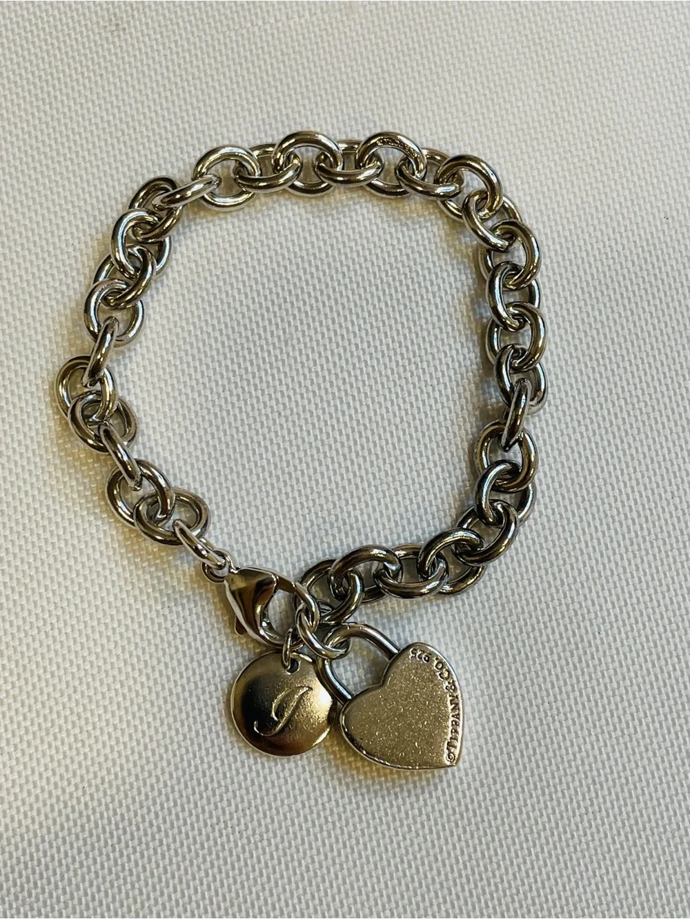 Vintage Tiffany & Co 925 Sterling Silver Heart Tag Chunky Bracelet